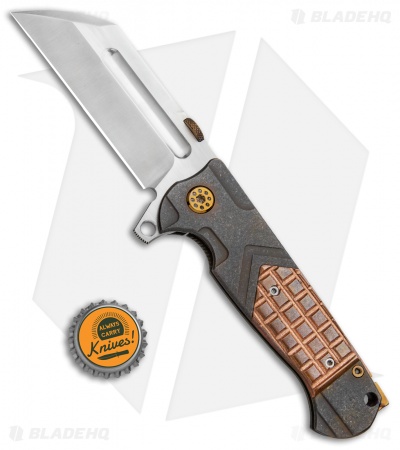 Andre de Villiers Tac Butcher Frame Lock Knife Copper Frag Gray Ti (4" Satin)