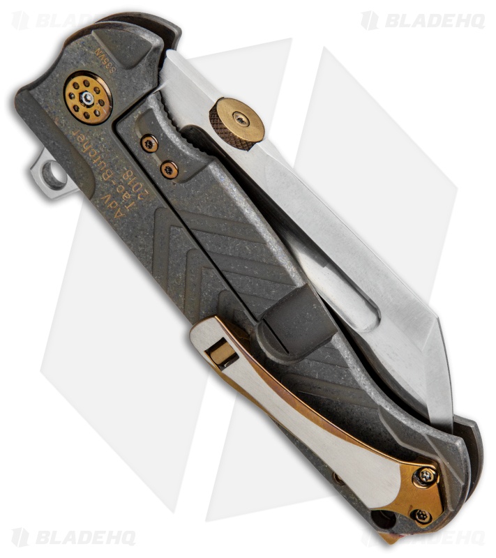 Andre de Villiers Tac Butcher Frame Lock Knife Copper Frag Gray Ti (4" Satin)