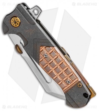 Andre de Villiers Tac Butcher Frame Lock Knife Copper Frag Gray Ti (4" Satin)