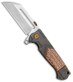 Andre de Villiers Tac Butcher Frame Lock Knife Copper Frag Gray Ti (4" Satin)