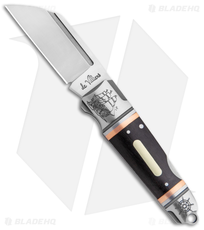 Andre de Villiers Pocket Butcher Lockback Knife Ebony/Copper w/Clip (2.9" Satin)