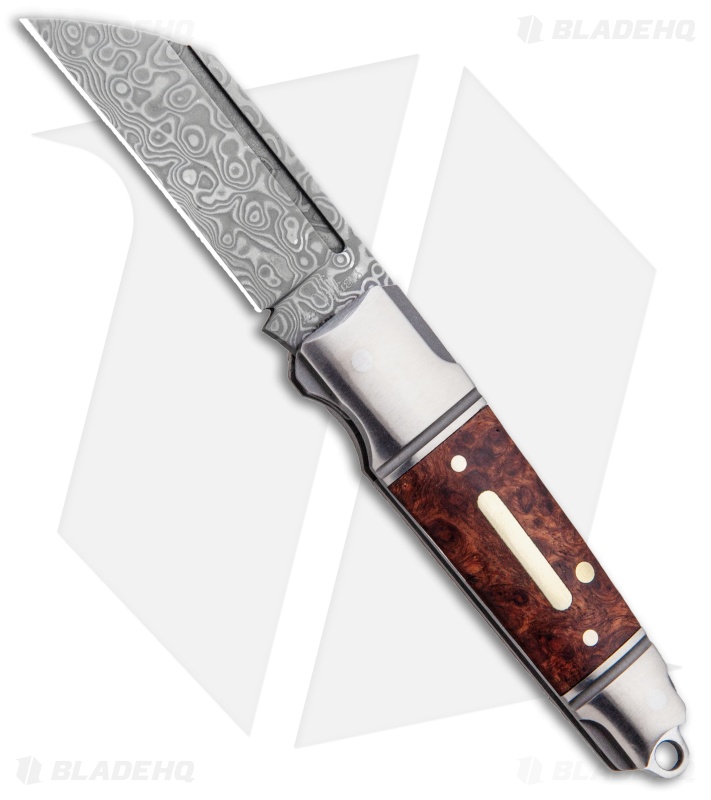 Andre de Villiers Mini Pocket Butcher Slip Joint Knife Burl Wood (2" Damascus)