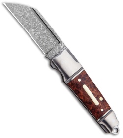 Andre de Villiers Mini Pocket Butcher Slip Joint Knife Burl Wood (2" Damascus) 