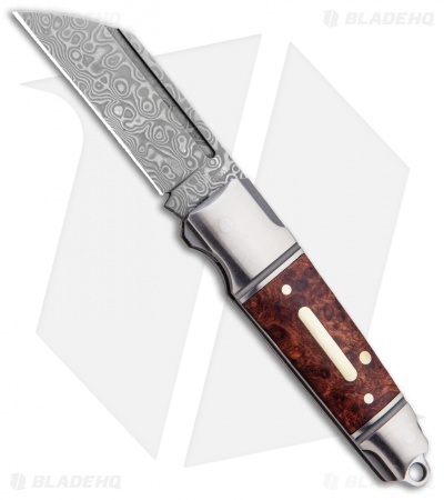 Andre de Villiers Mini Pocket Butcher Slip Joint Knife Burl Wood (2" Damascus) 