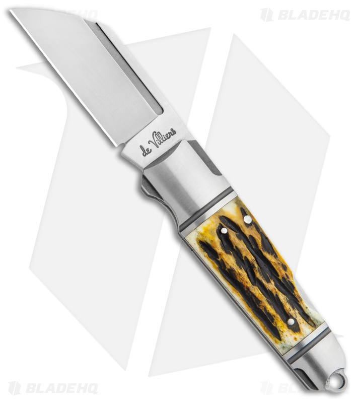Andre de Villiers Pocket Butcher Lockback Jigged Bone w/Clip (2.9" Satin) AdV