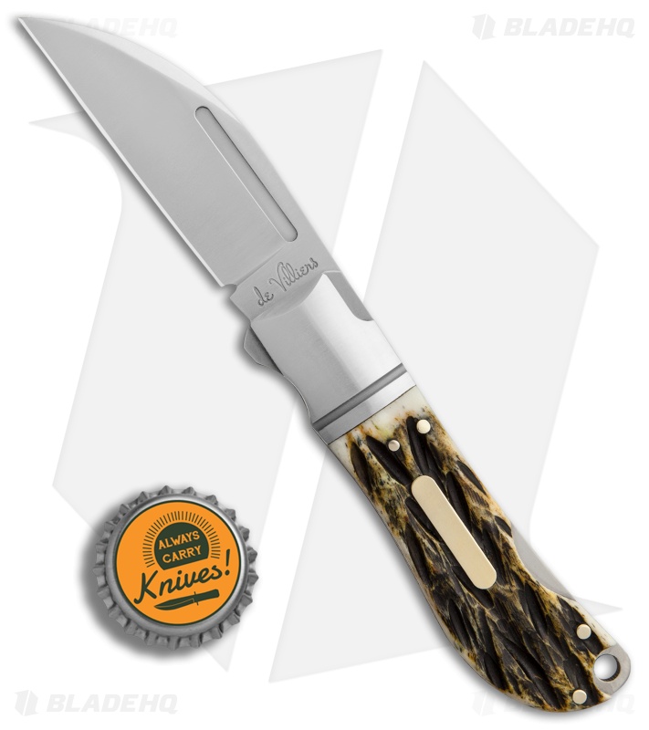 Andre de Villiers Swayback Lockback Knife Stag w/Insert (2.8" Satin) AdV