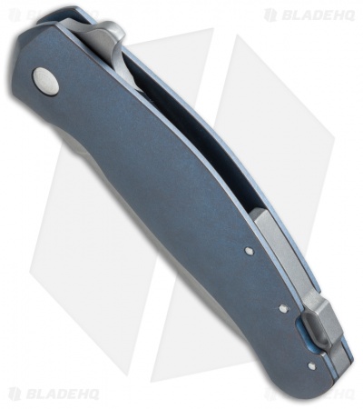 Jens Anso Knives Custom Ziggy Knife Blue Titanium (3" Stonewash)
