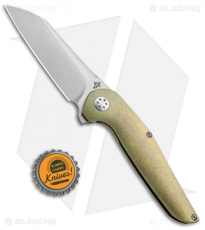 APurvis Blades Progeny Gold Titanium Frame Lock Flipper Knife (3.25" Stonewash)