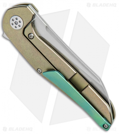 APurvis Blades Progeny Gold Titanium Frame Lock Flipper Knife (3.25" Stonewash)