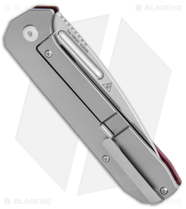 Artisan Cutlery Arion Frame Lock Knife Double Coral Red Micarta (3.6" Satin)