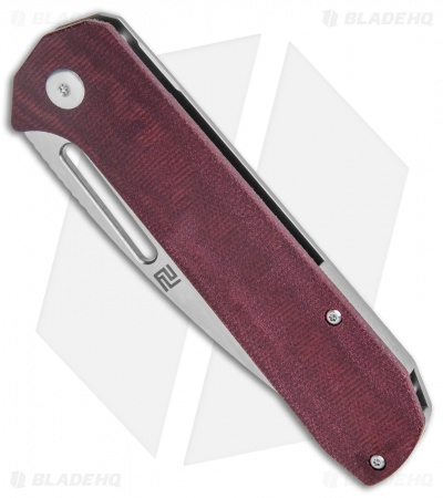 Artisan Cutlery Arion Frame Lock Knife Double Coral Red Micarta (3.6" Satin)