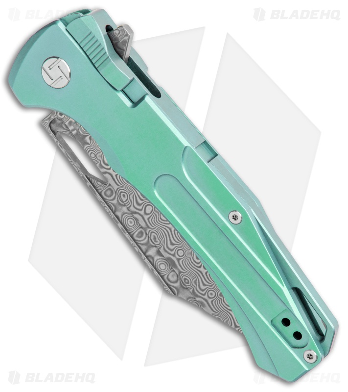Artisan Cutlery Blowback Recoil-Lock Knife Green Titanium (3.7" Damascus)