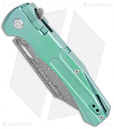 Artisan Cutlery Blowback Recoil-Lock Knife Green Titanium (3.7" Damascus)