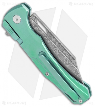 Artisan Cutlery Blowback Recoil-Lock Knife Green Titanium (3.7" Damascus)