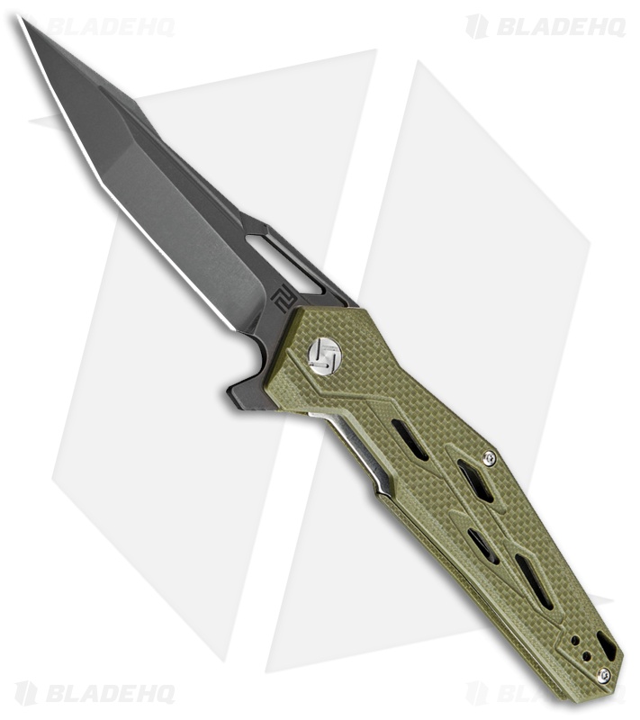Artisan Cutlery Bombardier Liner Lock Knife Green G-10 (3.45" Black D2)