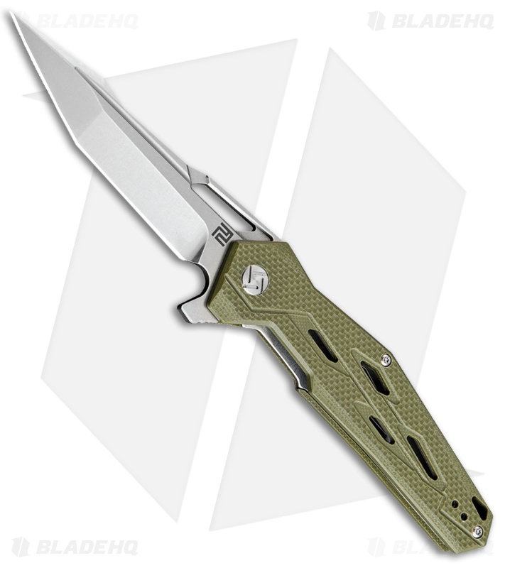 Artisan Cutlery Bombardier Liner Lock Knife Green G-10 (3.45" Stonewash D2)