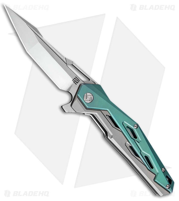 Artisan Cutlery Bombardier Liner Lock Knife Green Ti (3.45" Stonewash S35VN)