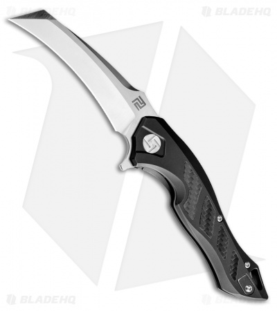 Artisan Cutlery Eagle Frame Lock Knife Black Titanium/CF (3.46" Satin S35VN)