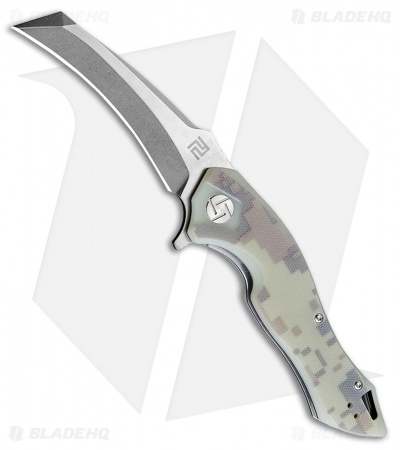 Artisan Cutlery Eagle Liner Lock Knife Green Camo G-10 (3.46" Stonewash D2)