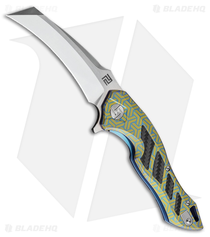 Artisan Cutlery Eagle Liner Lock Knife Green Stripe/CF (3.46" Satin S35VN)