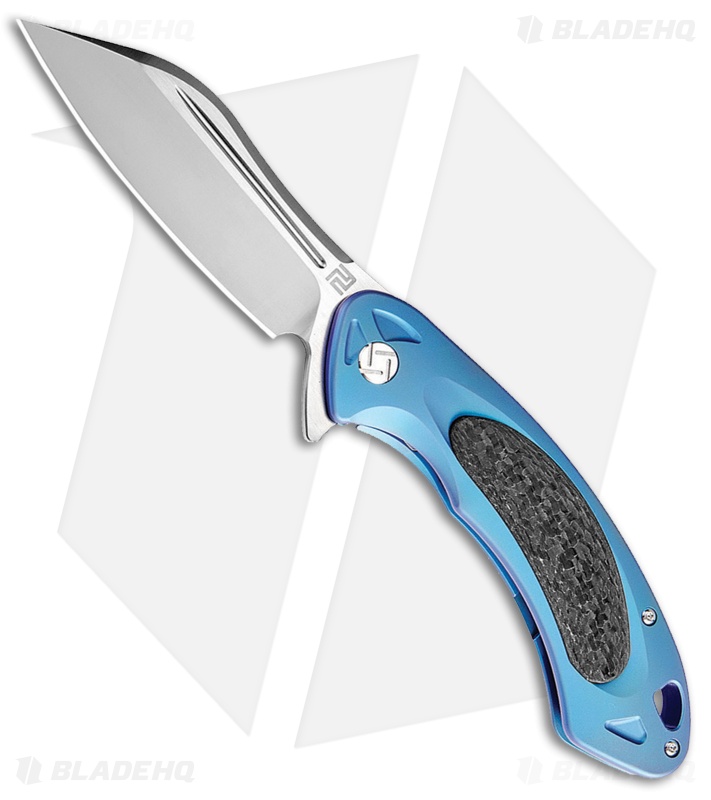 Artisan Cutlery Eterno Liner Lock Knife Blue Ti/CF (3.54" Satin M390)