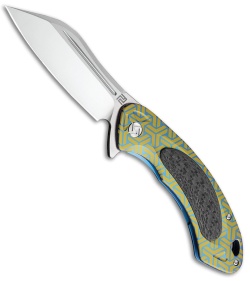 Artisan Cutlery Eterno Liner Lock Knife Green Stripe Ti/CF (3.54" Satin S35VN)