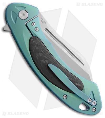 Artisan Cutlery Eterno Liner Lock Knife Green Ti/CF (3.54" Satin M390)