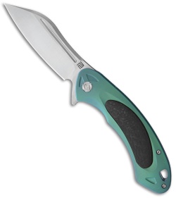 Artisan Cutlery Eterno Liner Lock Knife Green Ti/CF (3.54" Satin M390)