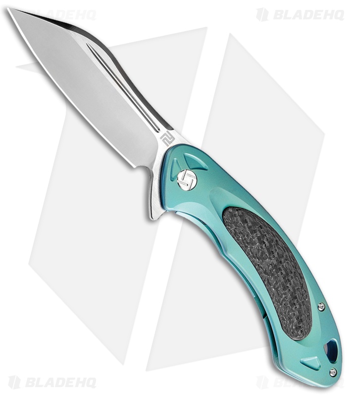 Artisan Cutlery Eterno Liner Lock Knife Green Ti/CF (3.54" Satin S35VN)