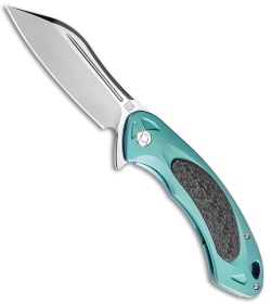 Artisan Cutlery Eterno Liner Lock Knife Green Ti/CF (3.54" Satin S35VN)