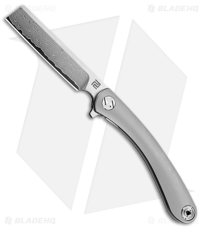 Artisan Cutlery Small Orthodox Frame Lock Knife Gray Ti (2.75" Damascus)