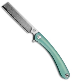 Artisan Cutlery Orthodox Frame Lock Knife Green Titanium (3.75" Damascus)