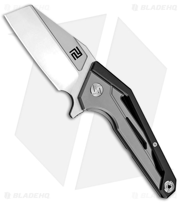 Artisan Cutlery Ravine Frame Lock Knife Black/Gray Ti (3" Satin CPM-S35VN)
