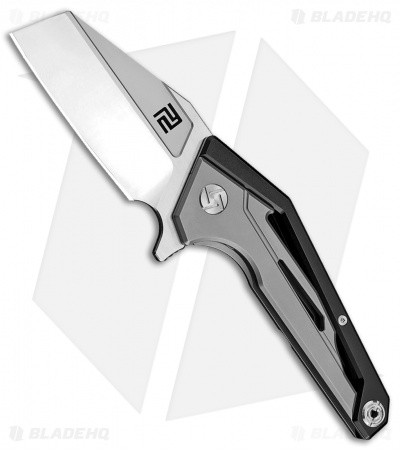Artisan Cutlery Ravine Frame Lock Knife Black/Gray Ti (3" Satin CPM-S35VN)