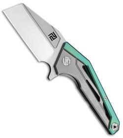 Artisan Cutlery Ravine Frame Lock Knife Green/Gray Ti (3" Satin Bohler M390)