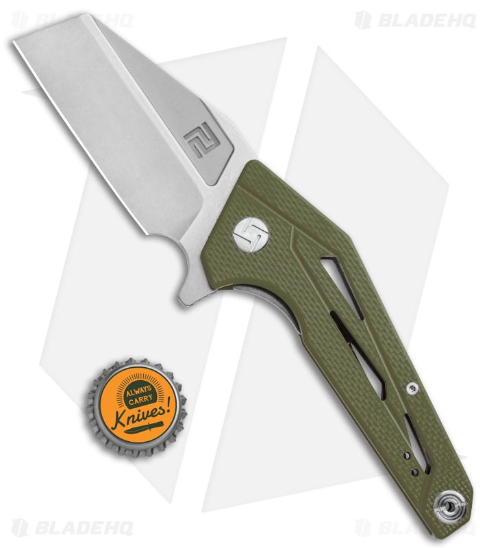 Artisan Cutlery Ravine Liner Lock Knife OD Green G-10 (3.25" Stonewash)