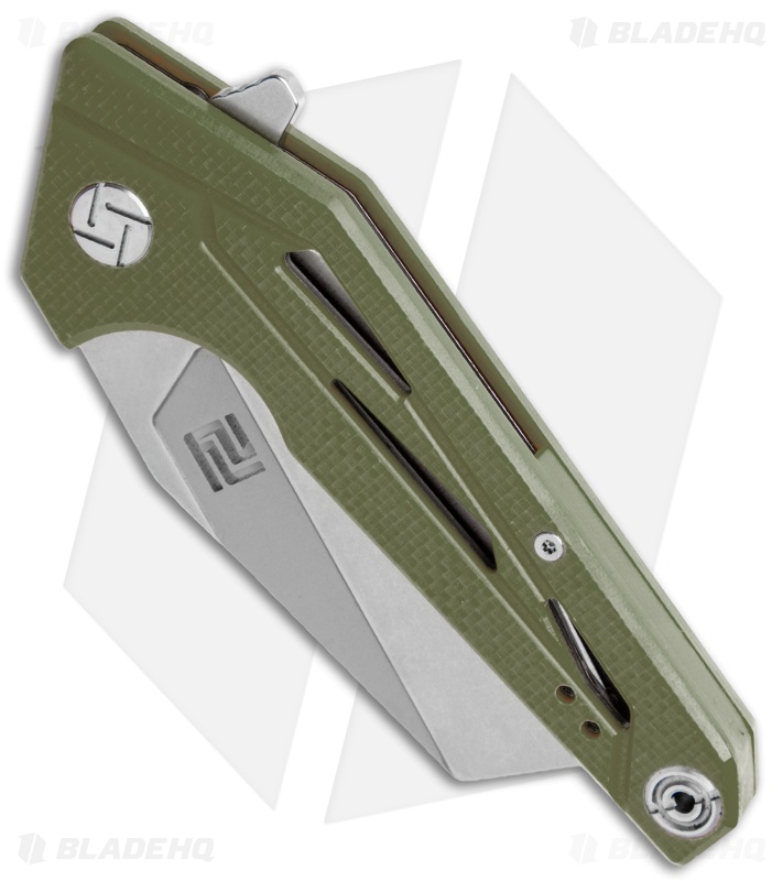Artisan Cutlery Ravine Liner Lock Knife OD Green G-10 (3.25" Stonewash)