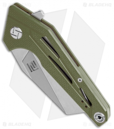 Artisan Cutlery Ravine Liner Lock Knife OD Green G-10 (3.25" Stonewash)