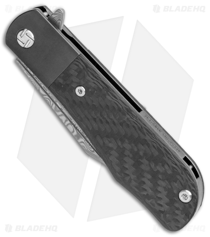 Artisan Cutlery Small Hyperion Bolster Lock Knife CF/Black Ti (3" Damascus)