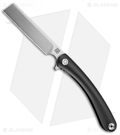Artisan Cutlery Orthodox Frame Lock Knife Black Ti (3.75" Damascus)
