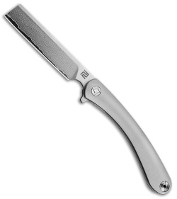 Artisan Cutlery Orthodox Frame Lock Knife Gray Ti (3.75" Damascus)