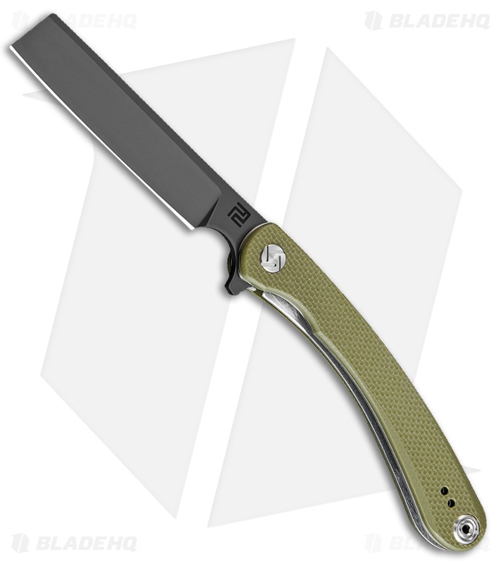 Artisan Cutlery Small Orthodox LinerLock Knife Textured Green G-10 (2.75" Black)