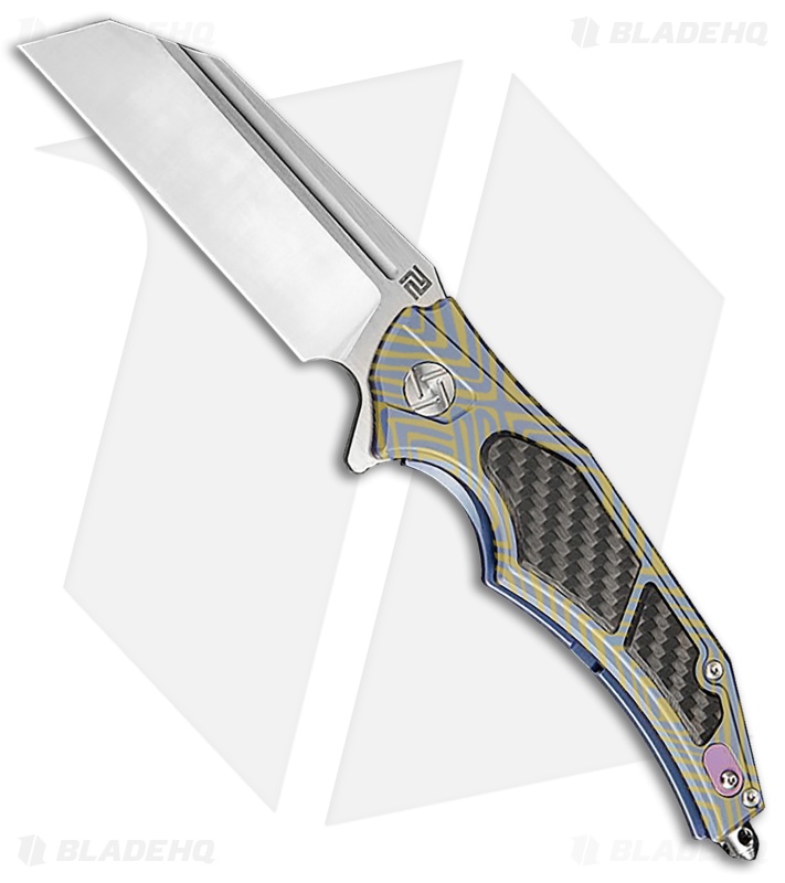 Artisan Cutlery Apache Frame Lock Knife Blue Stripe Ti/CF (3.5" Satin S35VN)