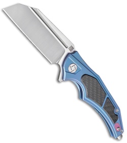 Artisan Cutlery Apache Frame Lock Knife Blue Ti/Carbon Fiber (3.5" Satin M390)