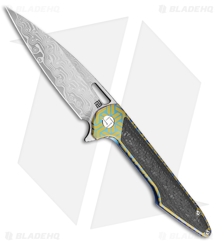 コバラ ７７⭐️ Artisan Cutlery Small Archaeo Frame Lock Flipper Knife Green/Blue