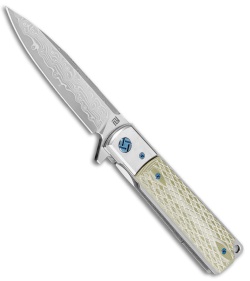 Artisan Cutlery Classic Liner Lock Knife Textured Green G-10 (3.8" Damascus) 