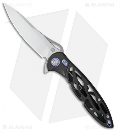 Artisan Cutlery Hoverwing  Frame Lock Knife Black Ti (3.75" Satin M390)