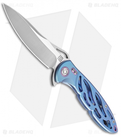 Artisan Cutlery Hoverwing Frame Lock Knife Blue Titanium (3.75" Satin S35VN)