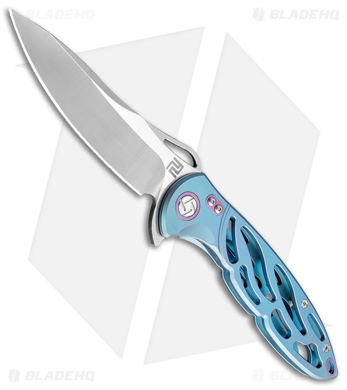 Artisan Cutlery Hoverwing Frame Lock Knife Blue Ti (3.75" Satin M390)