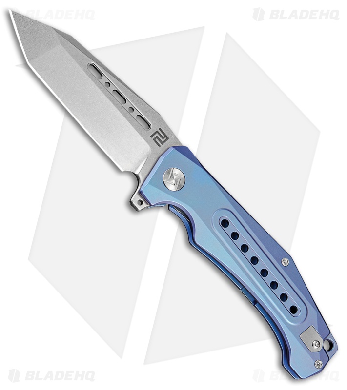 Artisan Cutlery Jungle Frame Lock Knife Blue Titanium (3.8" Stonewash)